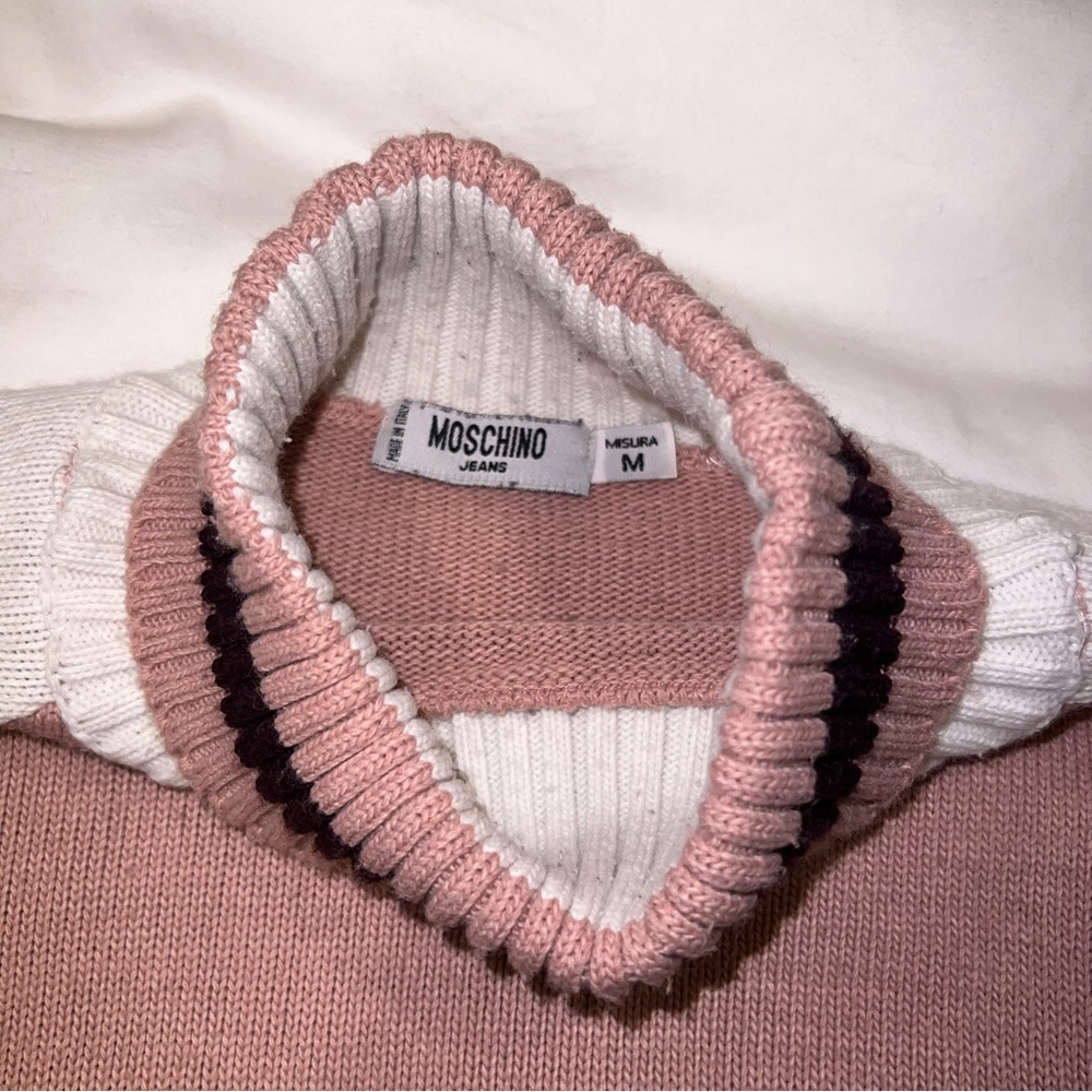 Moschino pink/white turtleneck wool sweater - Picture 5 of 6